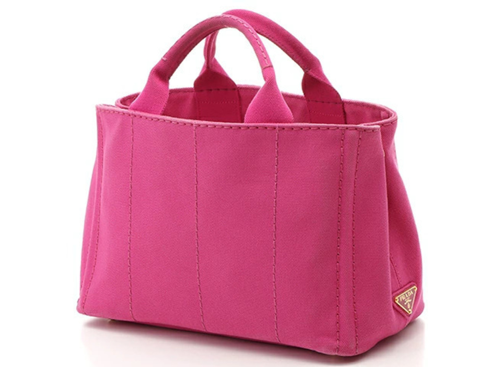 Prada Fuschia Pink Canapa Canvas Handbag Pink